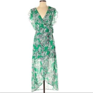 Japna Floral High Low midi dress - green extra small XS